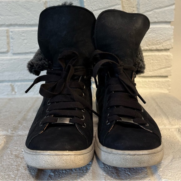 UGG Leather Starlyn High-Top Sneakers with Shearling Lining - Picture 3 of 10